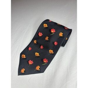 Ermenegildo Zegna Disegno Esclusivo Black Floral Paisley Silk Tie Made in Italy